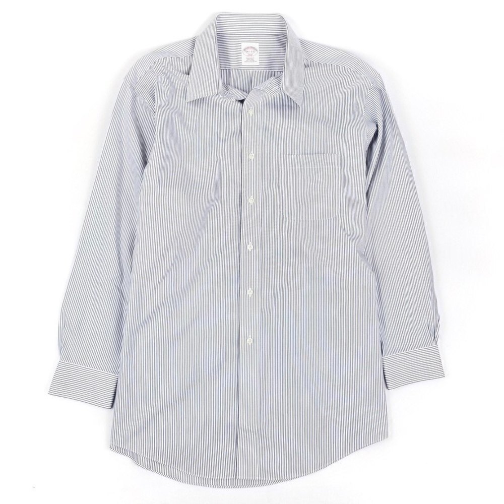 Brooks Brothers 346 Long Sleeve Button Down Dress Shirt Blue Striped Blue 16.5